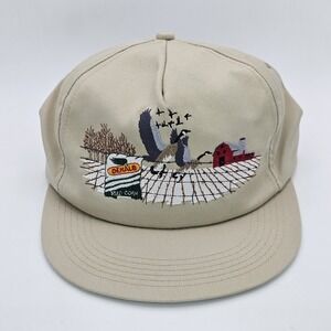 Vtg Dekalb Seed Corn Snapback Hat Embroidered Geese Farm Scene K Products USA